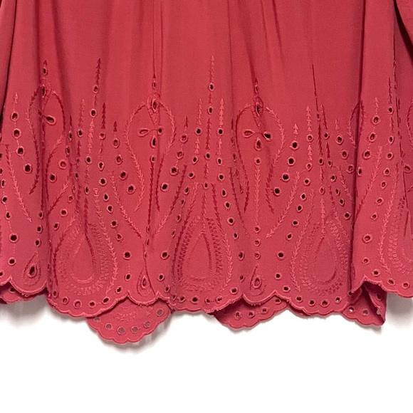 Torrid Eyelet Pintuck Detail Top Plus SZ 5X Burnt Orange Feminine Boho Festival - Picture 10 of 16